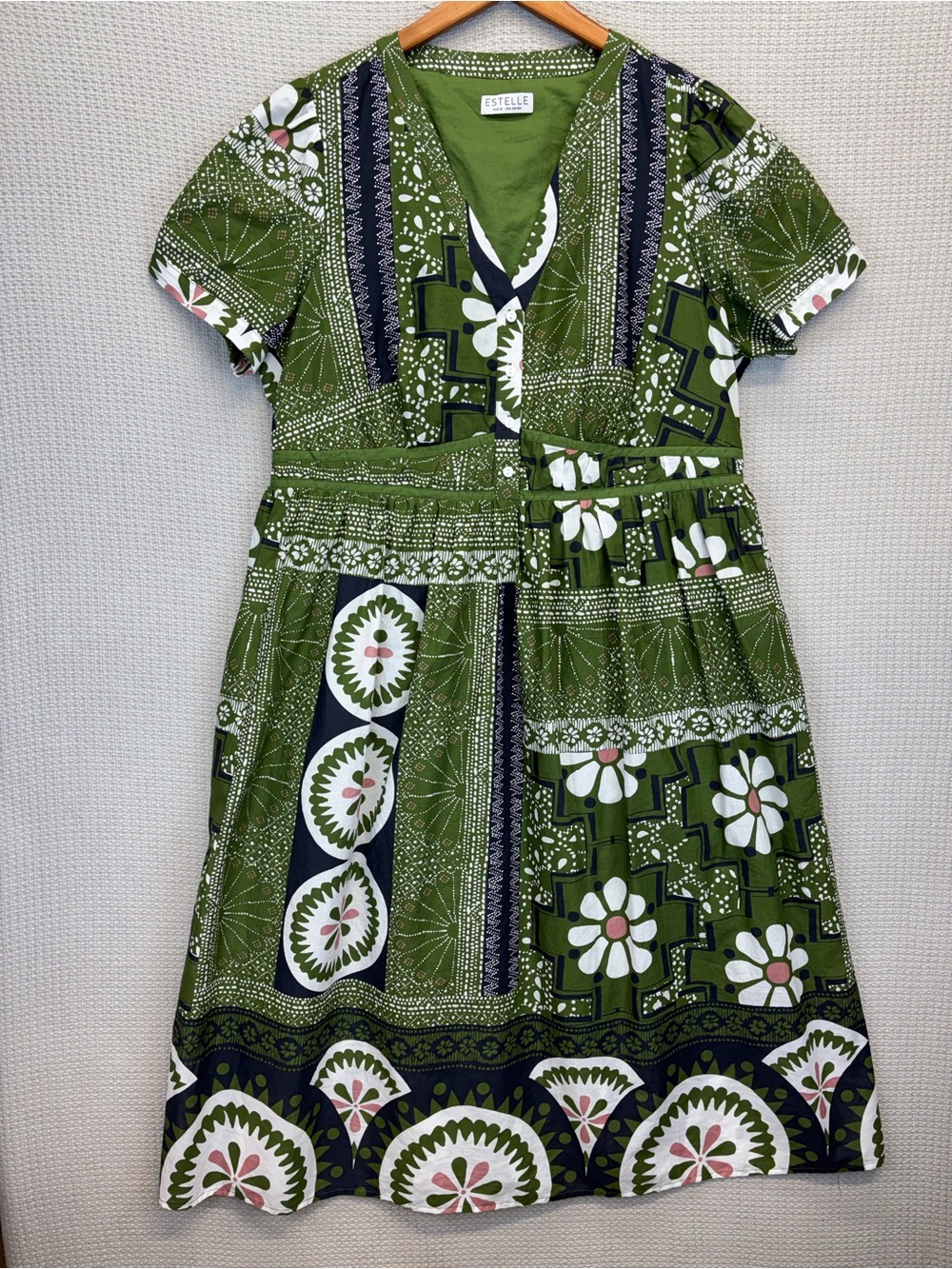 Estelle Ethereal Print Green Maxi Dress Sz 2X Boho Pockets Floral Hippie Cottage - Picture 3 of 15